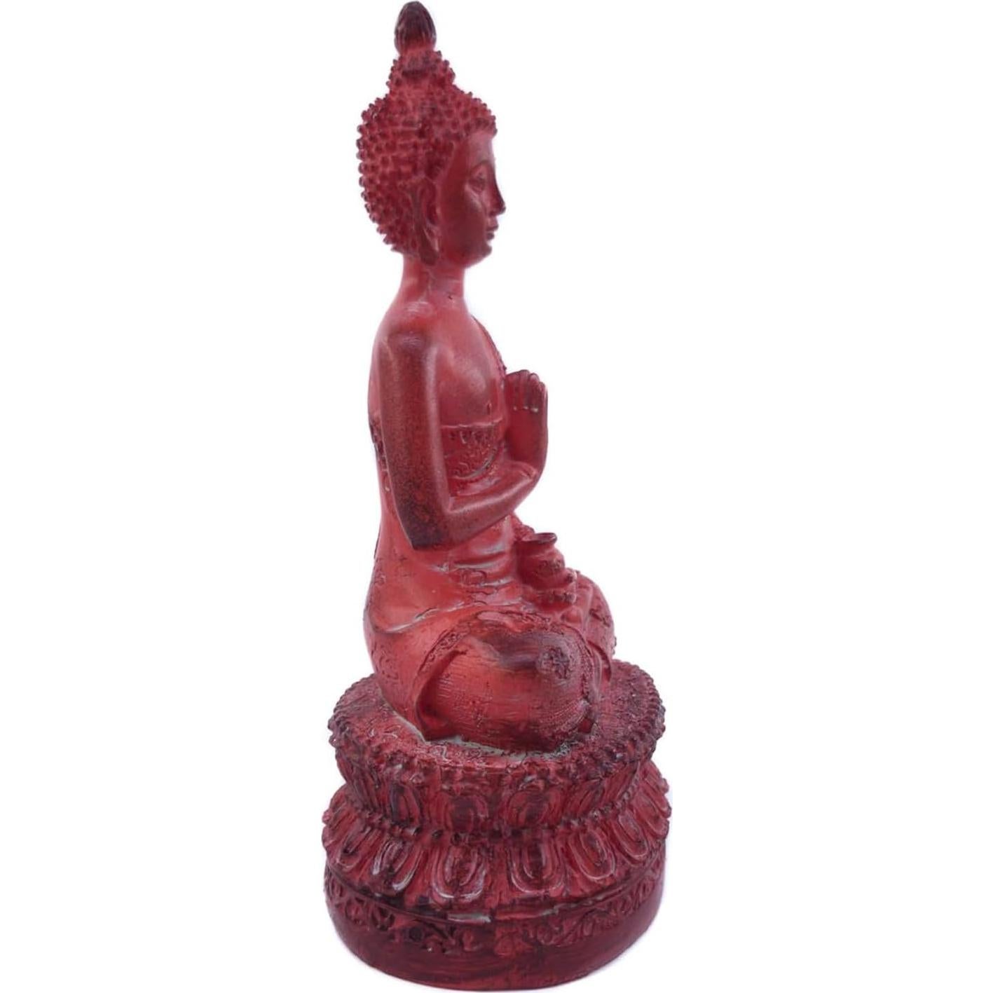 Estatua de Buda Sentado Tailandés Ornerx 17 cm Resina Roja