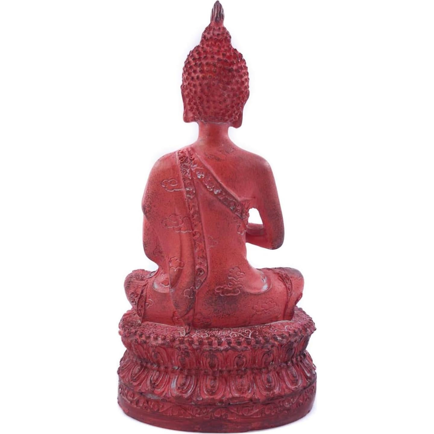 Estatua de Buda Sentado Tailandés Ornerx 17 cm Resina Roja