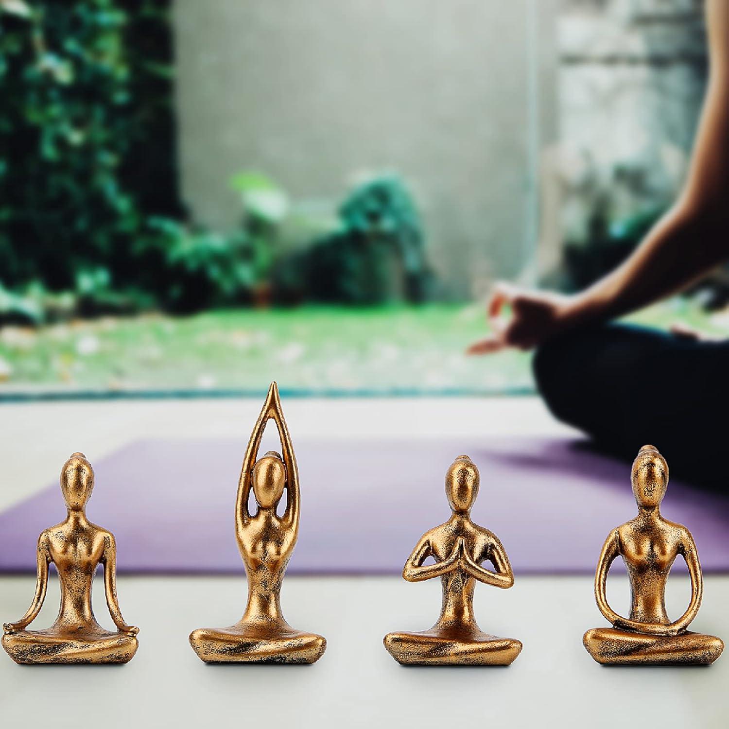 Set de 4 Estatuas de Yoga Leekung Decoración Zen Doradas
