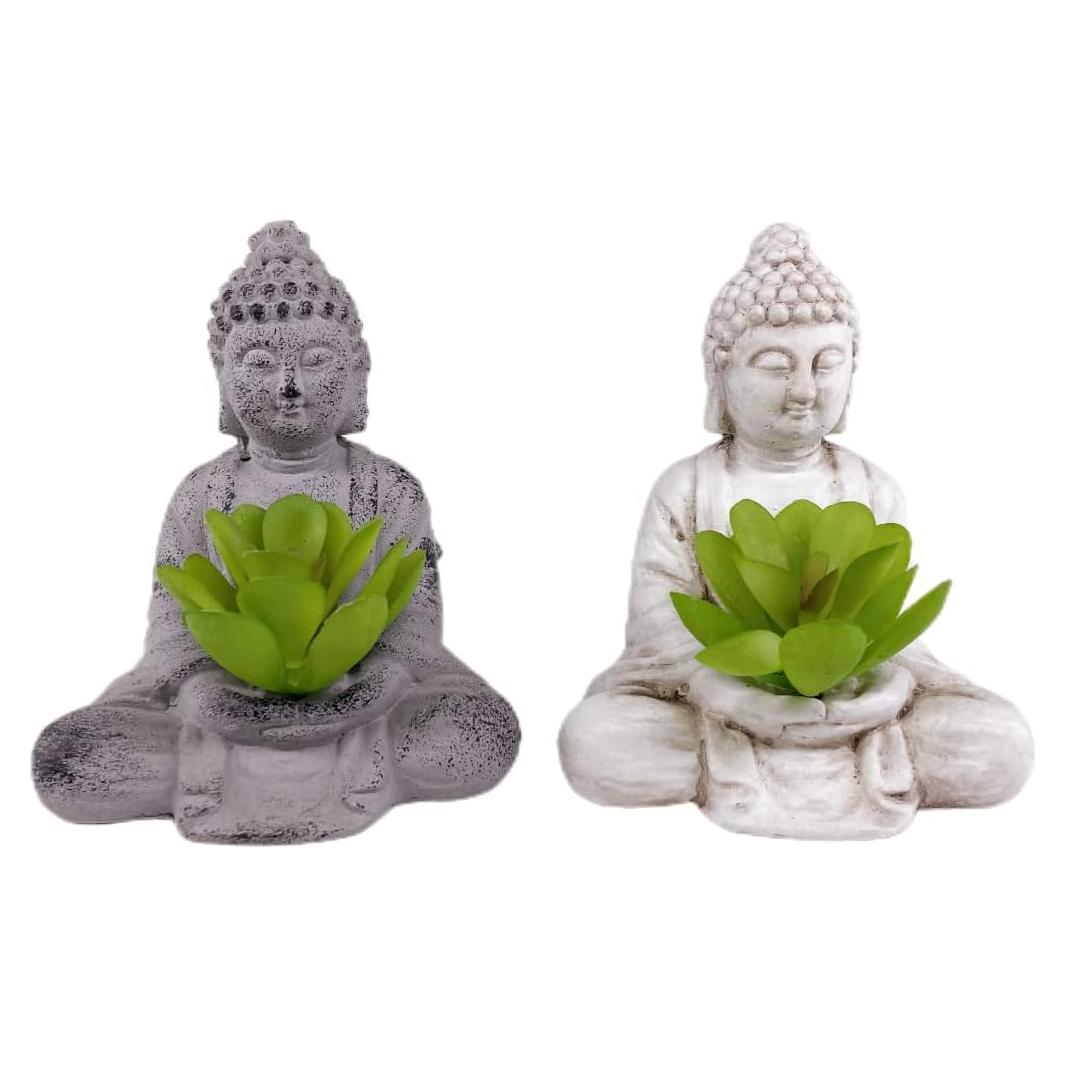 Estatuas de Buda Zen Vintage de Cemento 10 cm - Paquete de 2