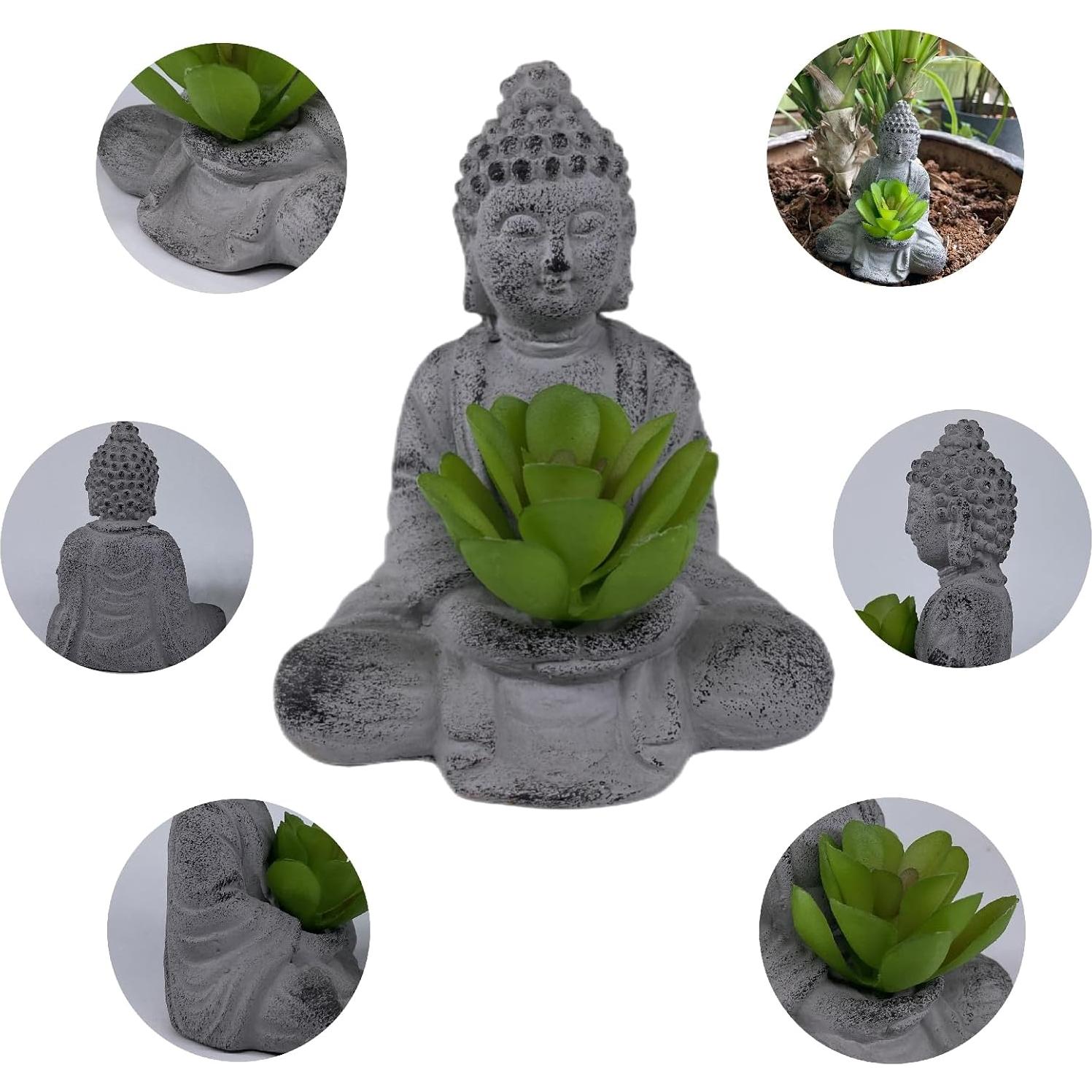 Estatuas de Buda Zen Vintage de Cemento 10 cm - Paquete de 2