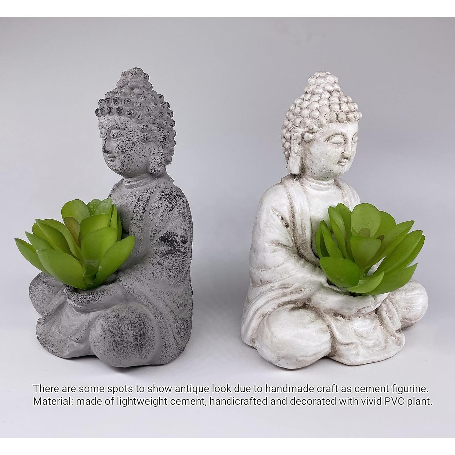Estatuas de Buda Zen Vintage de Cemento 10 cm - Paquete de 2