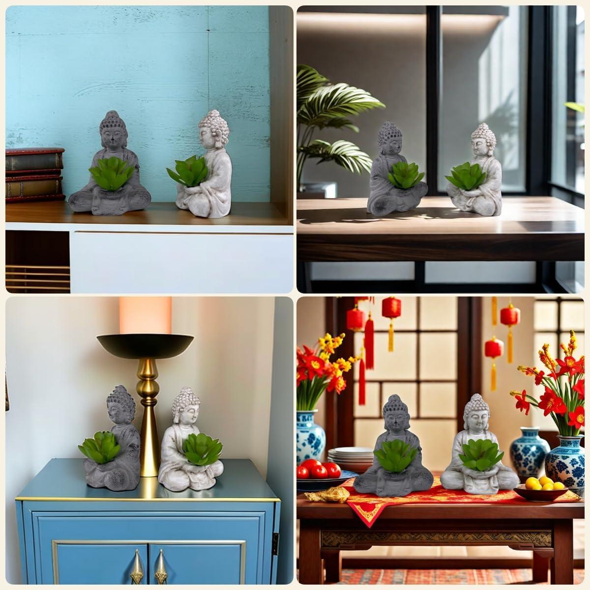 Estatuas de Buda Zen Vintage de Cemento 10 cm - Paquete de 2