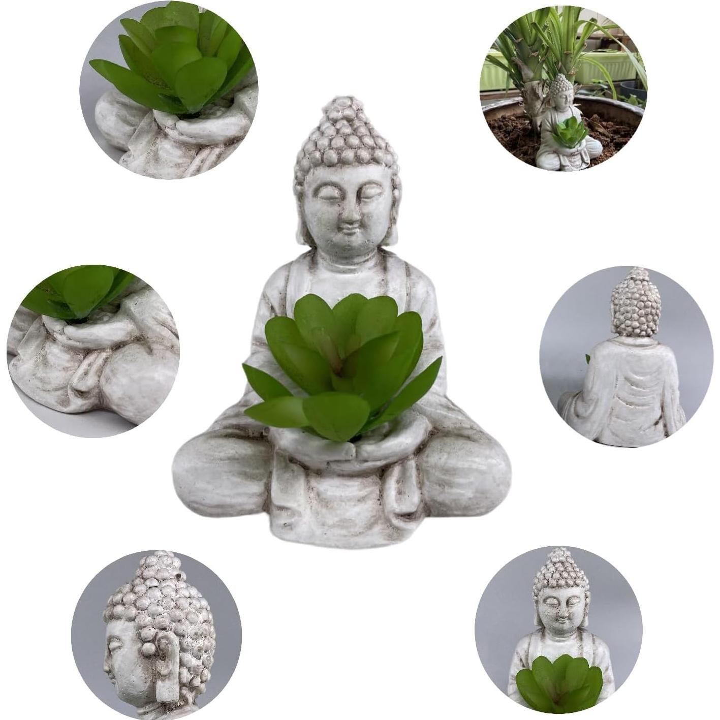 Estatuas de Buda Zen Vintage de Cemento 10 cm - Paquete de 2