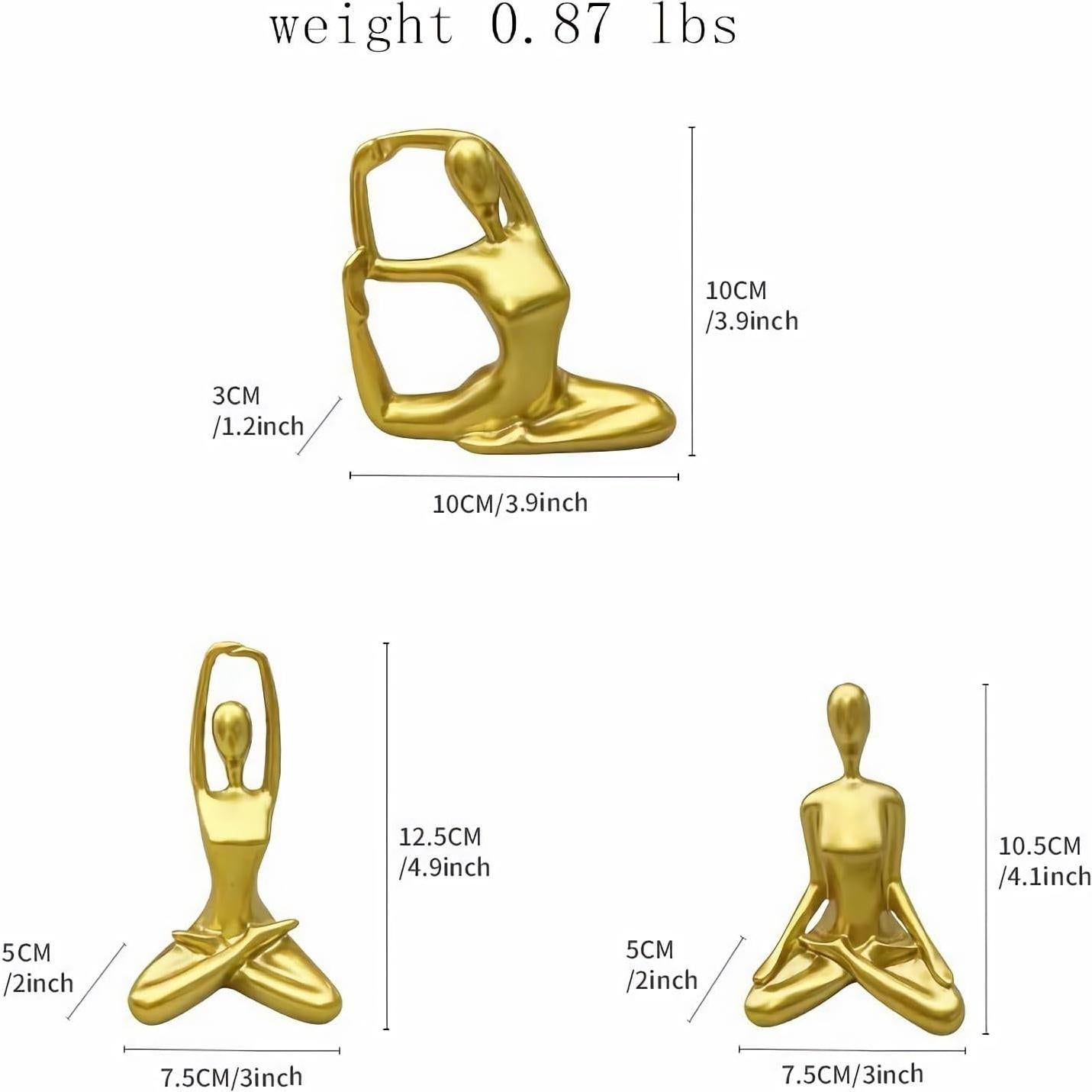 Conjunto de 3 Estatuas de Yoga Doradas Ni-JASW - Resina