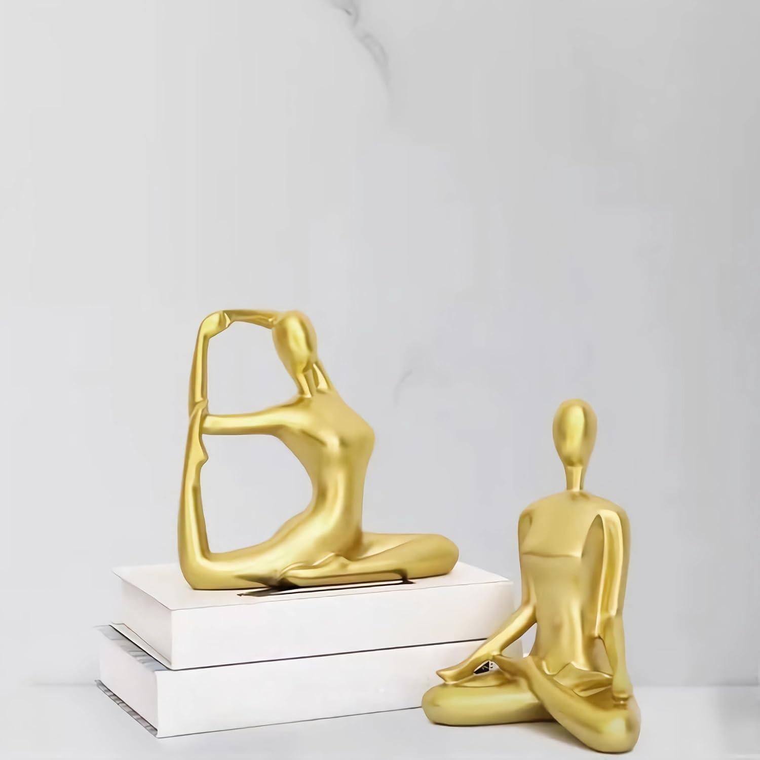 Conjunto de 3 Estatuas de Yoga Doradas Ni-JASW - Resina