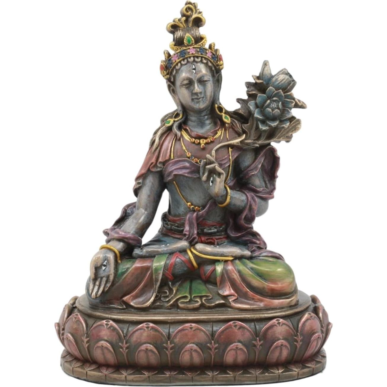 Estatua Diosa Tara Blanca Ebros 14.6cm Resina Pintada a Mano