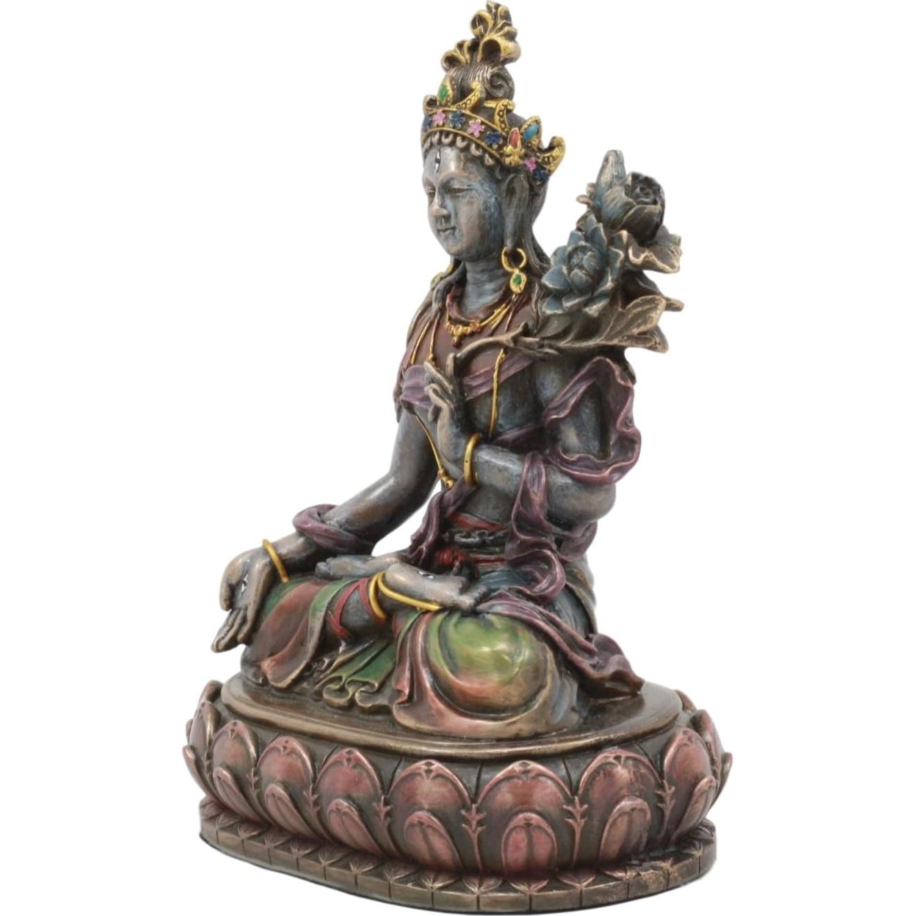 Estatua Diosa Tara Blanca Ebros 14.6cm Resina Pintada a Mano