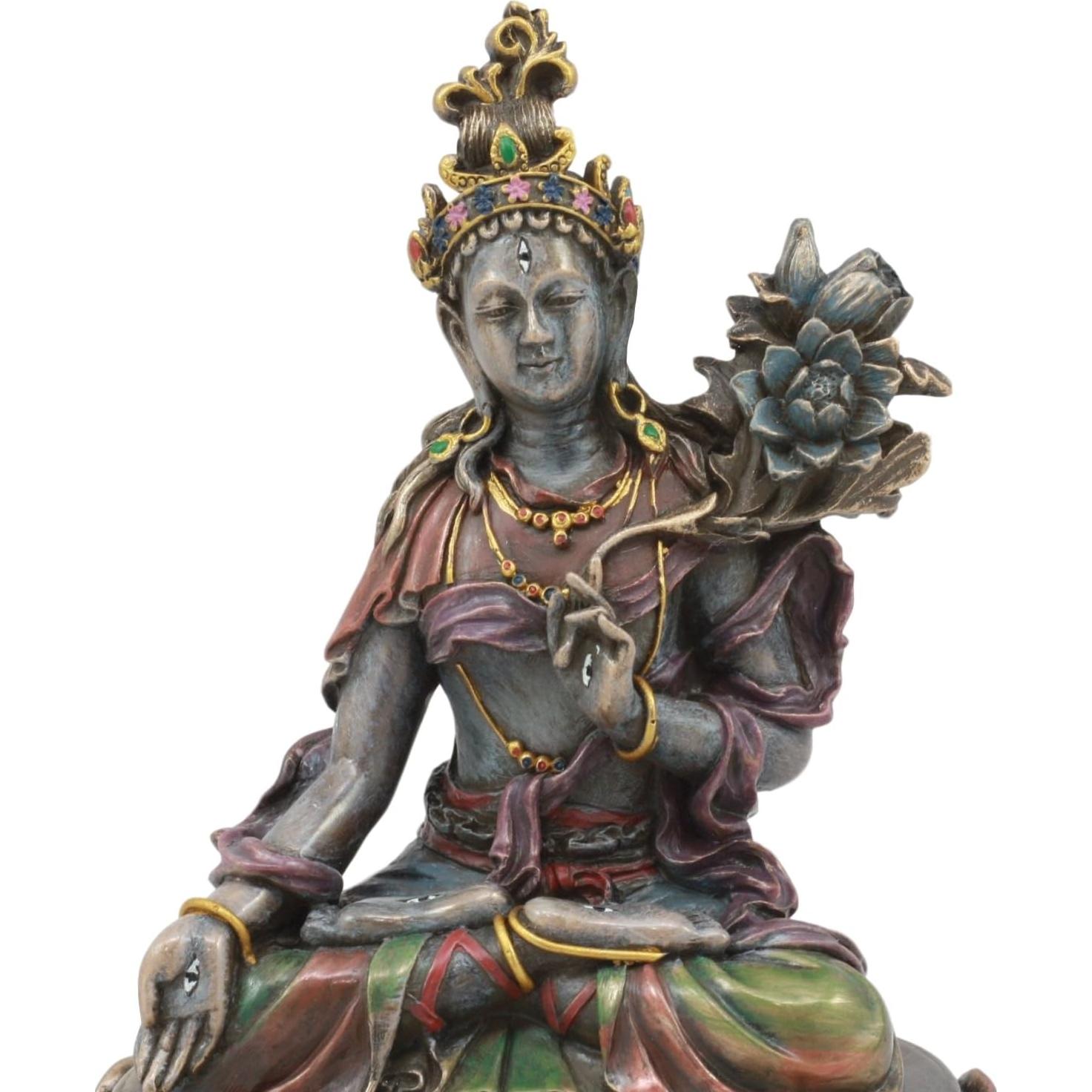 Estatua Diosa Tara Blanca Ebros 14.6cm Resina Pintada a Mano