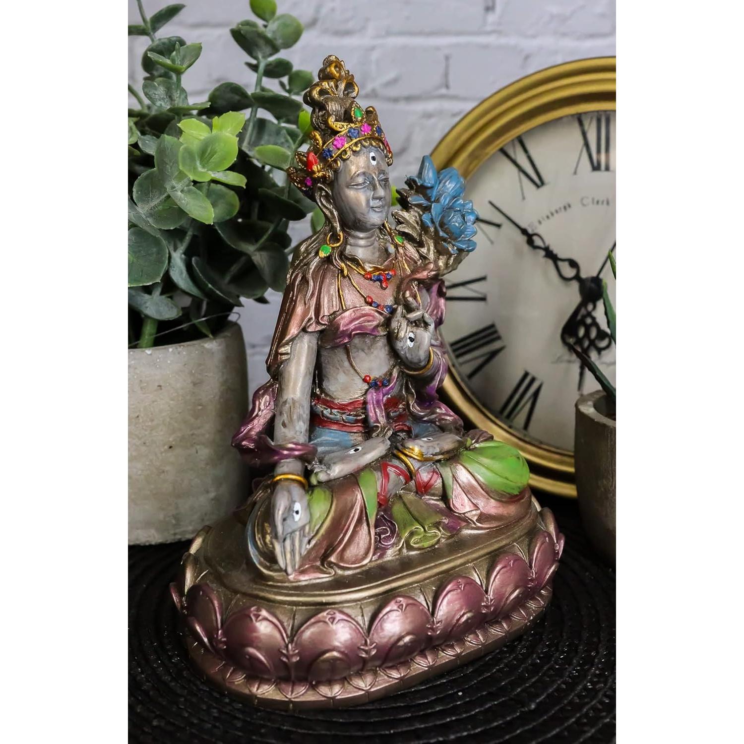 Estatua Diosa Tara Blanca Ebros 14.6cm Resina Pintada a Mano