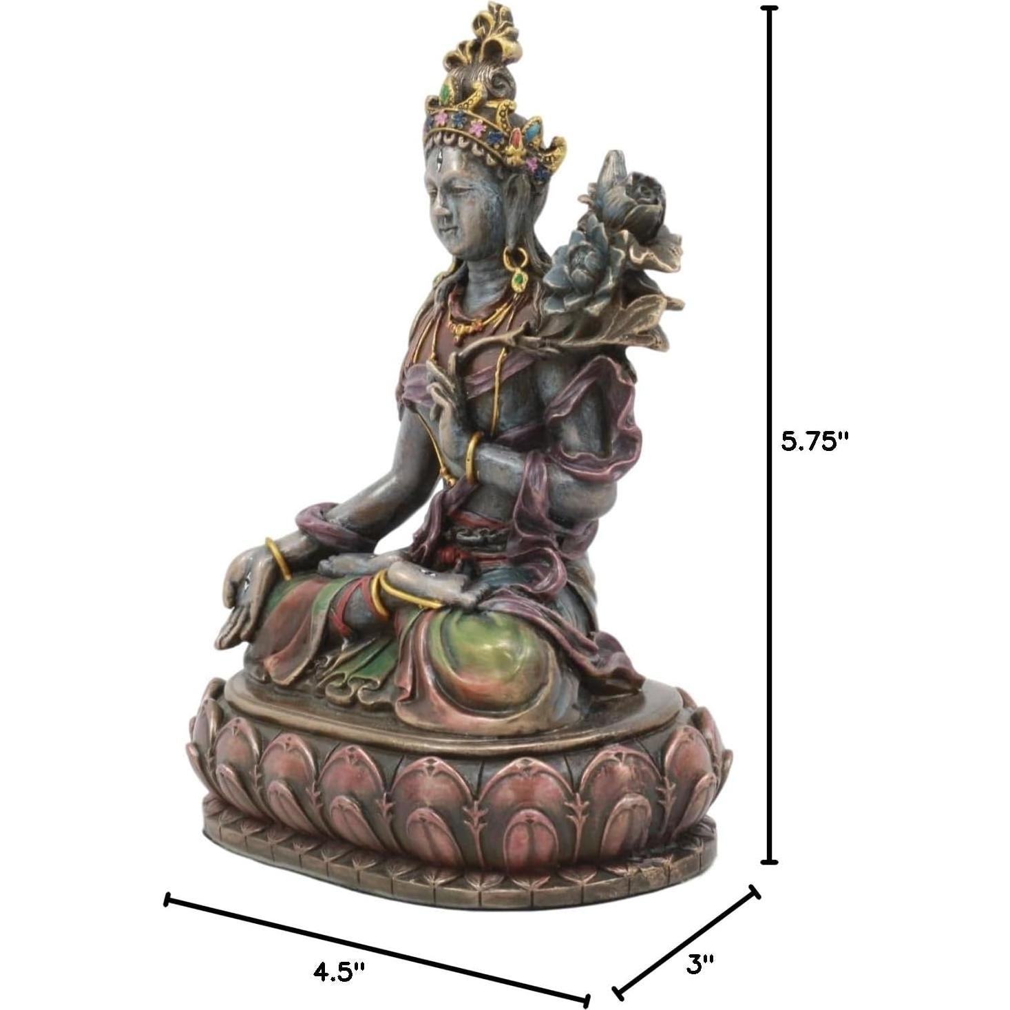 Estatua Diosa Tara Blanca Ebros 14.6cm Resina Pintada a Mano