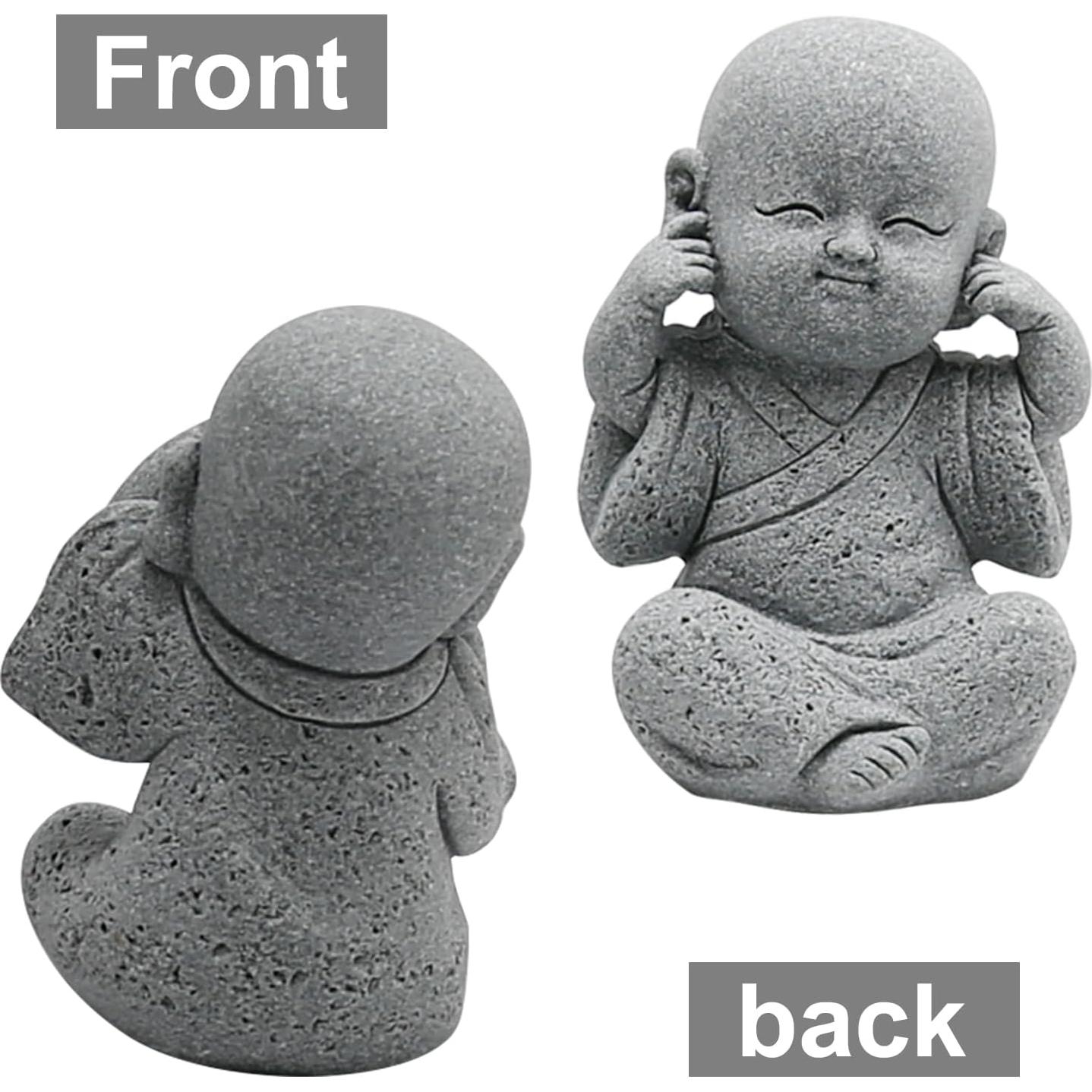 Estatuas de Buda Bebé VIKKSAER 4 Pcs Arenisca Decoración Feng Shui