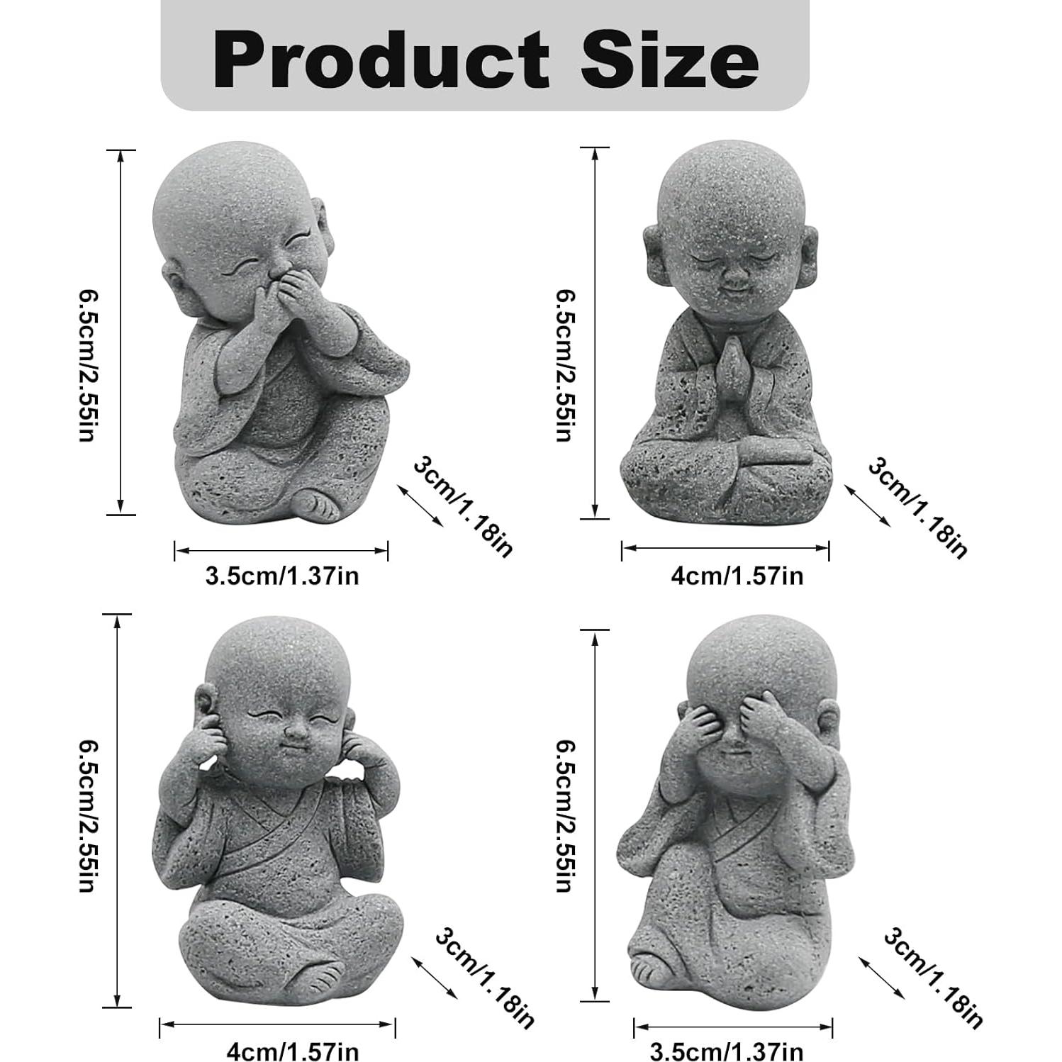 Estatuas de Buda Bebé VIKKSAER 4 Pcs Arenisca Decoración Feng Shui