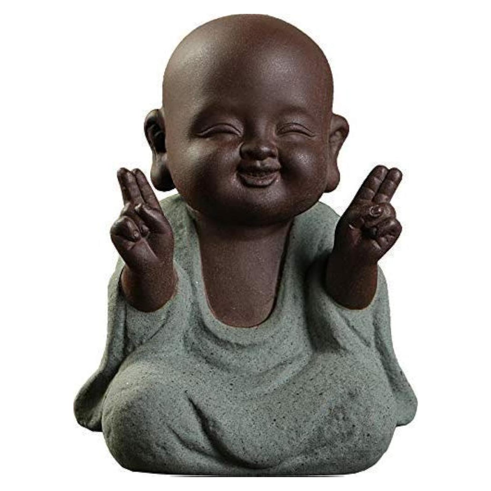 Estatua de Buda de Cerámica Kingzhuo 7x10 cm Verde