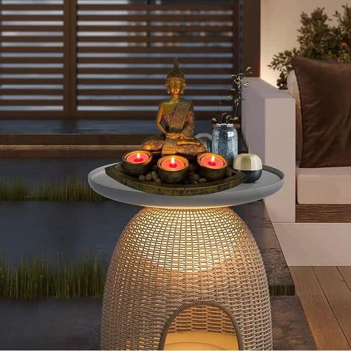 Estatua de Buda Meditador con 3 Portavelas ARTOS - Oro Antiguo