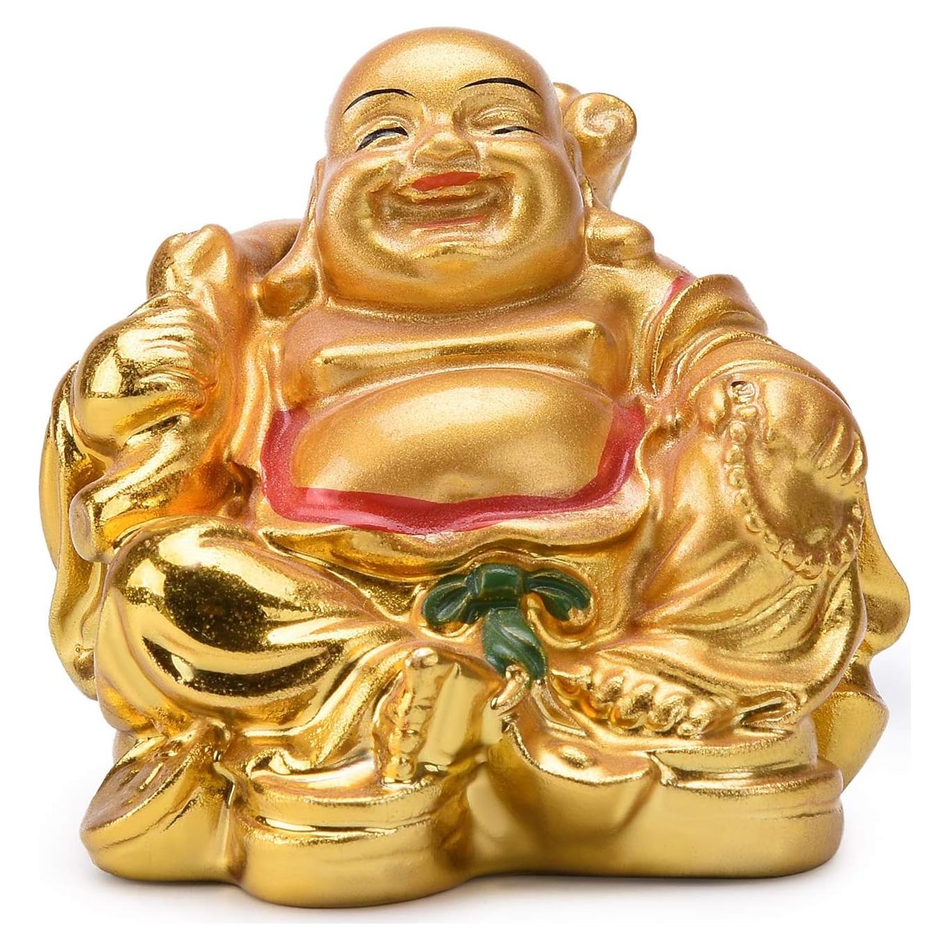 Estatua Buda Riendo de Resina Dorada 5.58cm BRABUD