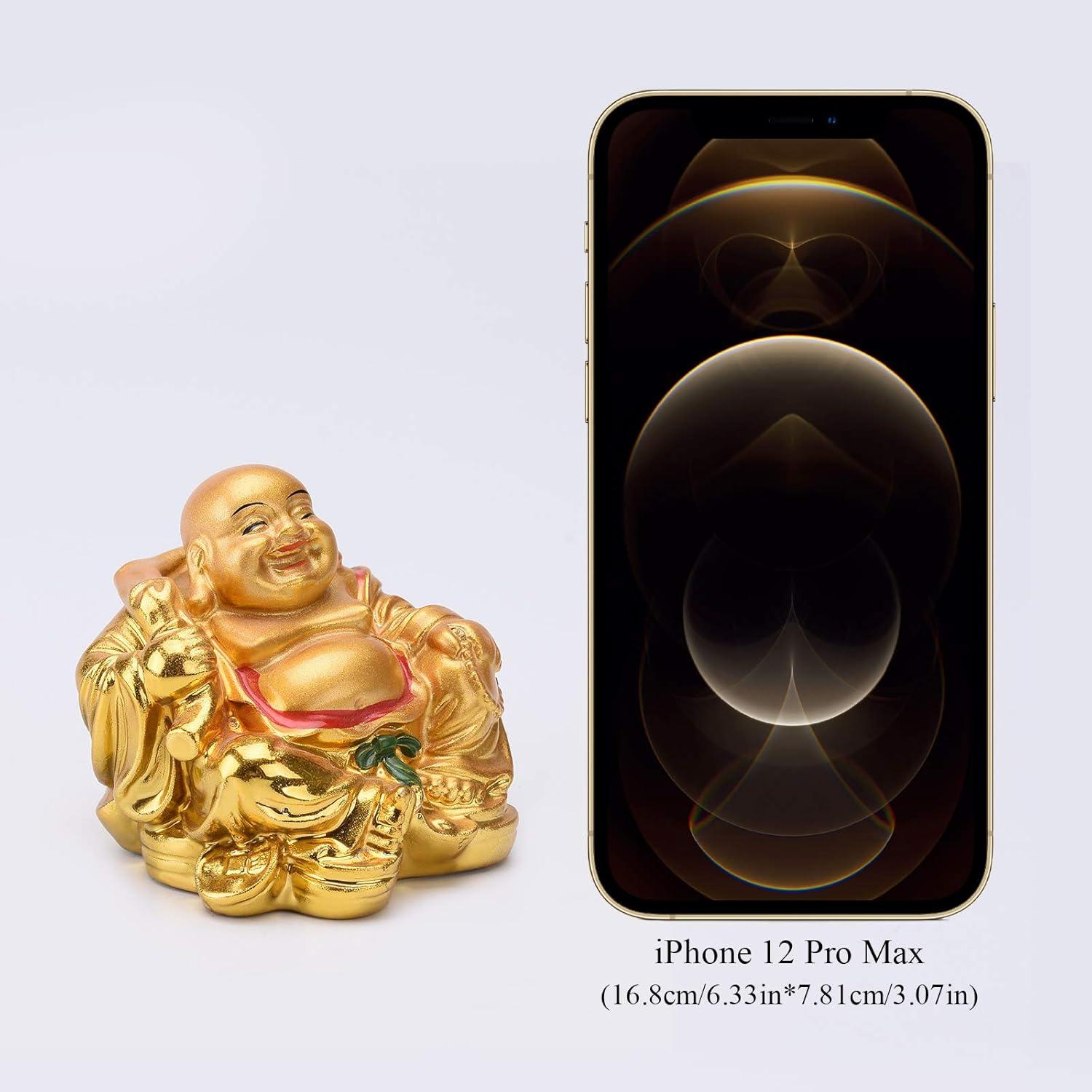 Estatua Buda Riendo de Resina Dorada 5.58cm BRABUD