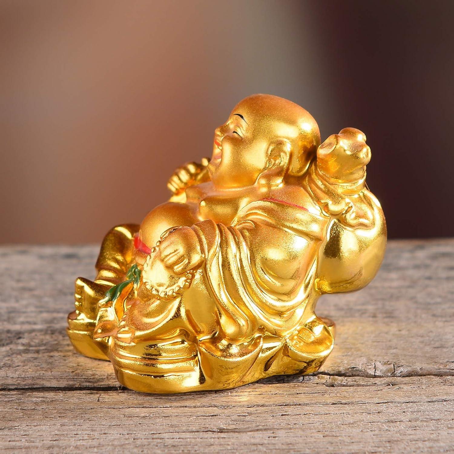 Estatua Buda Riendo de Resina Dorada 5.58cm BRABUD