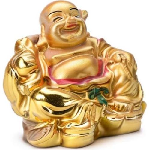Estatua Buda Riendo de Resina Dorada 5.58cm BRABUD