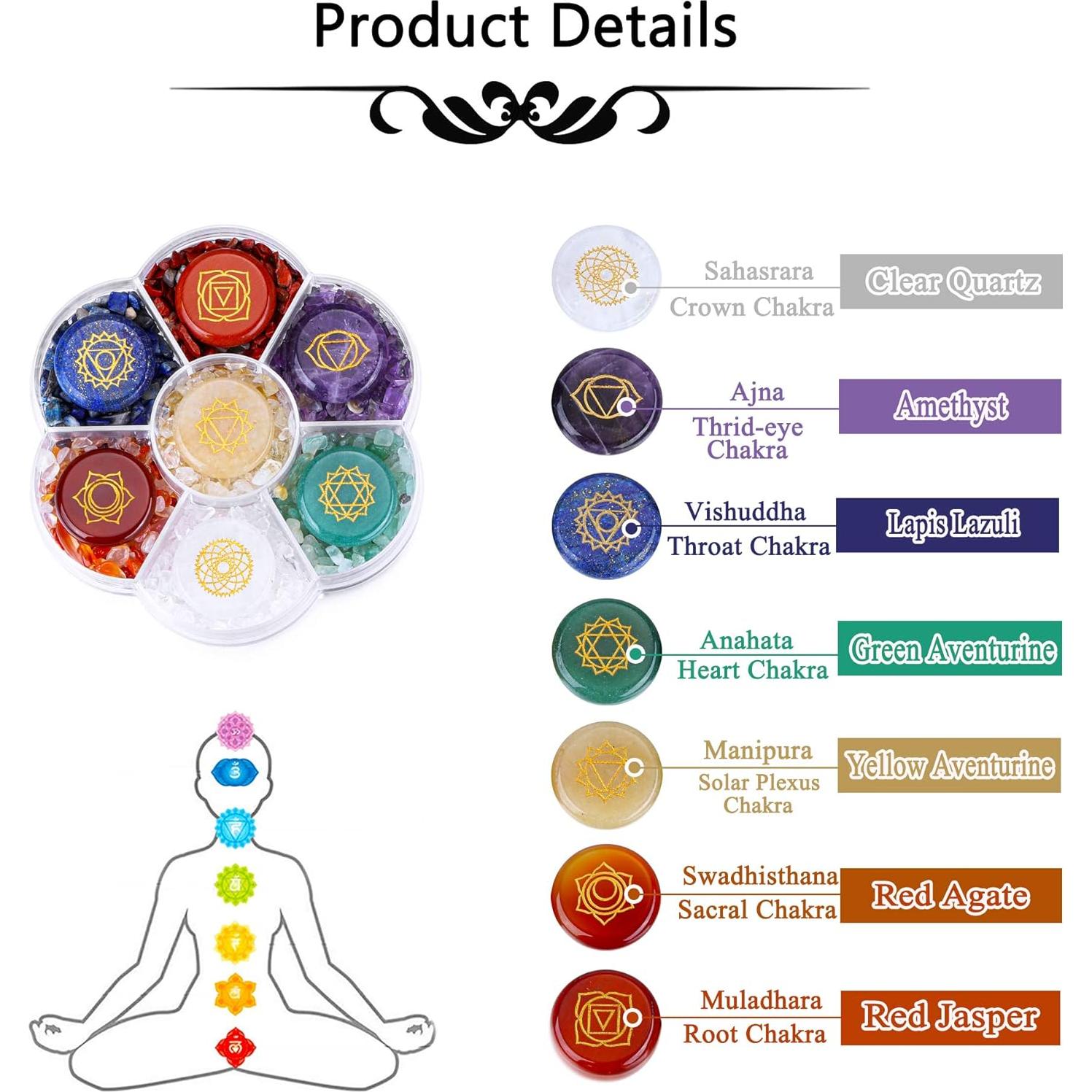 Kit de 7 Cristales Chakra CrystalTears para Meditación y Reiki