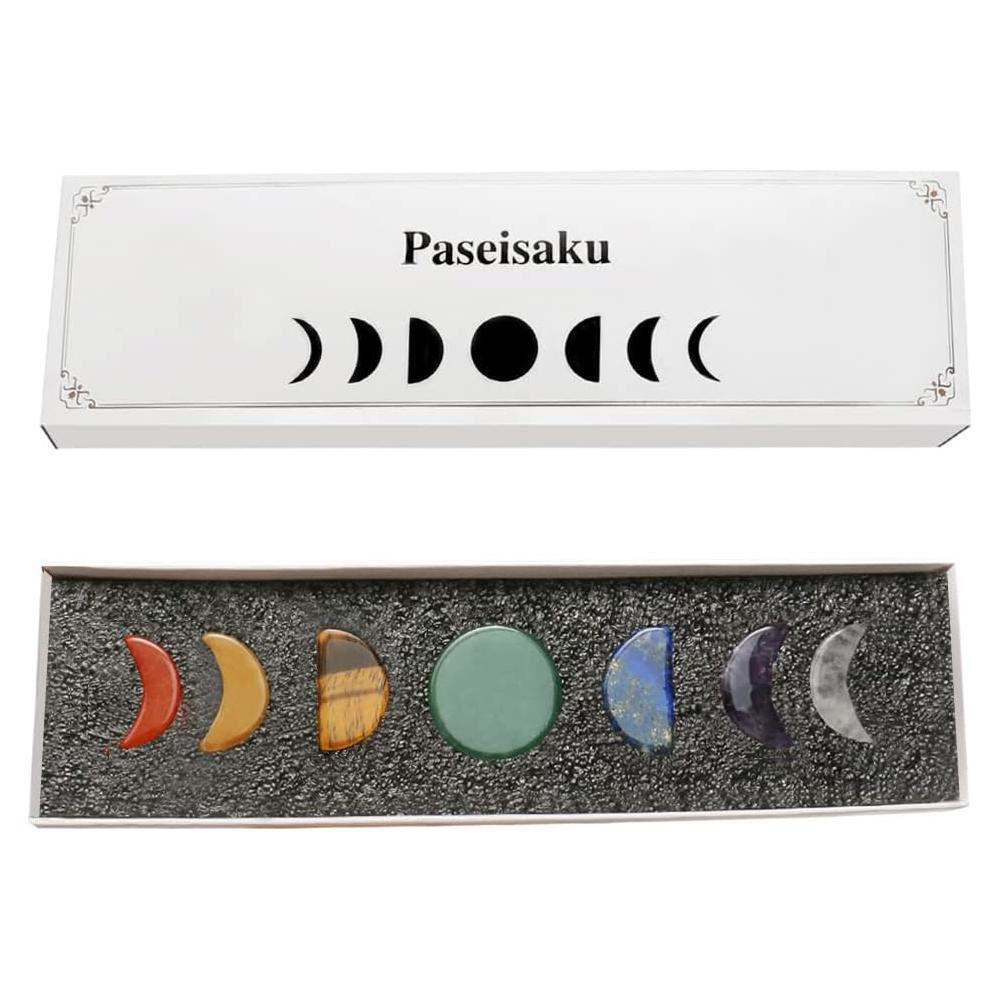 Juego de 7 Piedras de Chakra Fase Lunar - Cuarzo Natural 3 cm