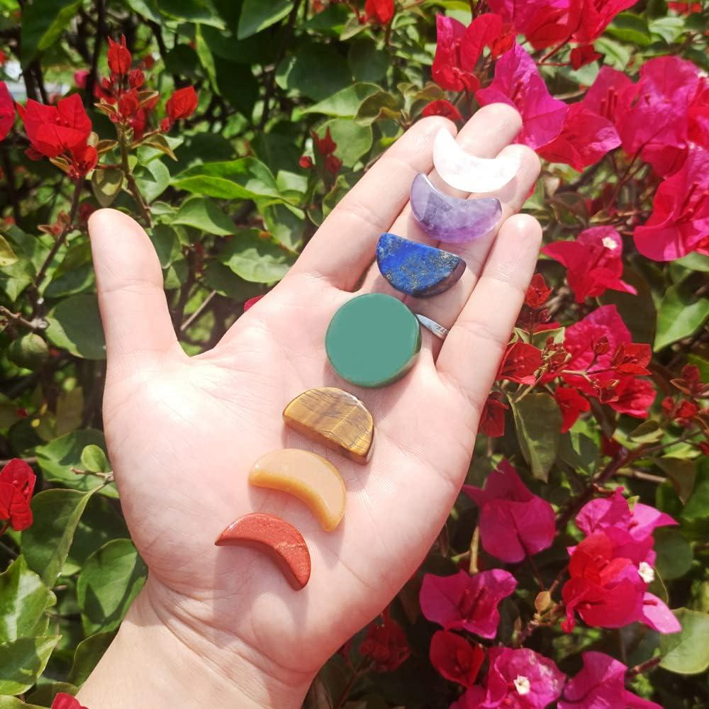 Juego de 7 Piedras de Chakra Fase Lunar - Cuarzo Natural 3 cm