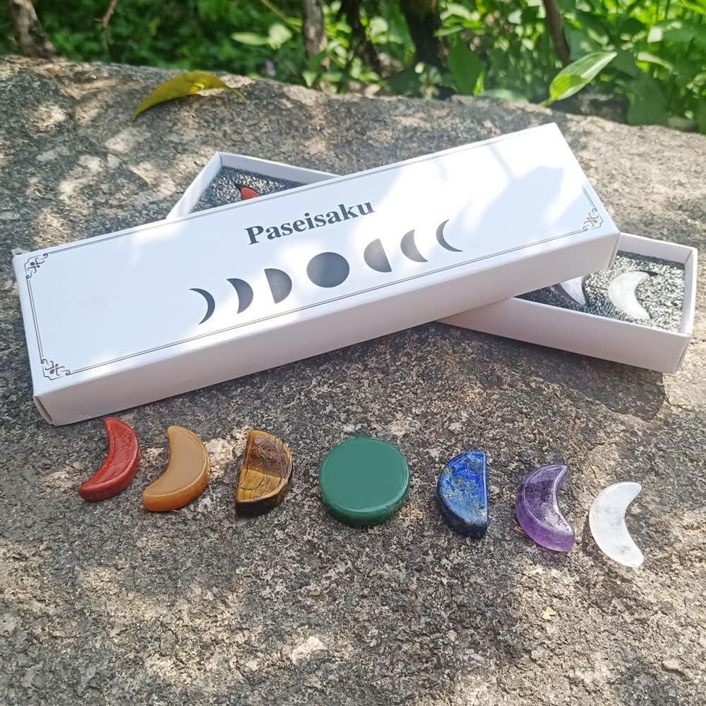 Juego de 7 Piedras de Chakra Fase Lunar - Cuarzo Natural 3 cm