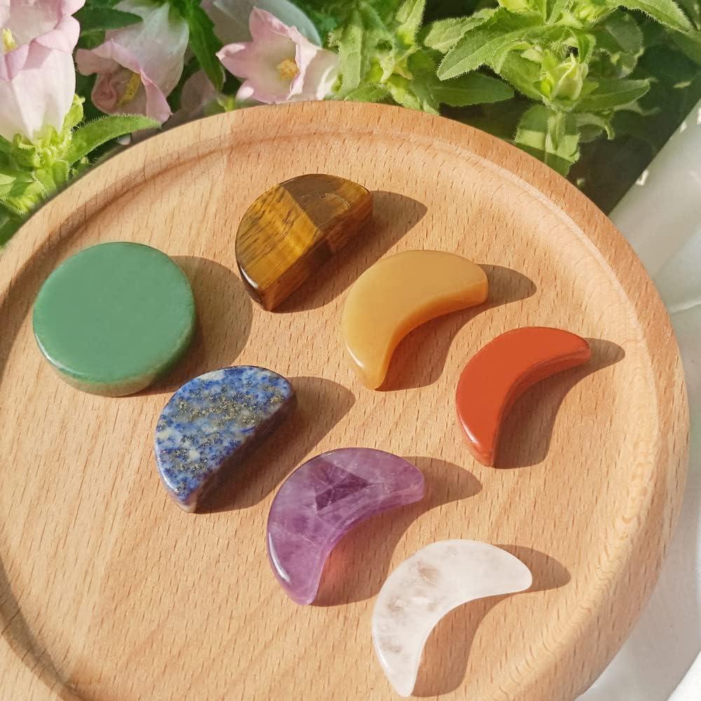 Juego de 7 Piedras de Chakra Fase Lunar - Cuarzo Natural 3 cm