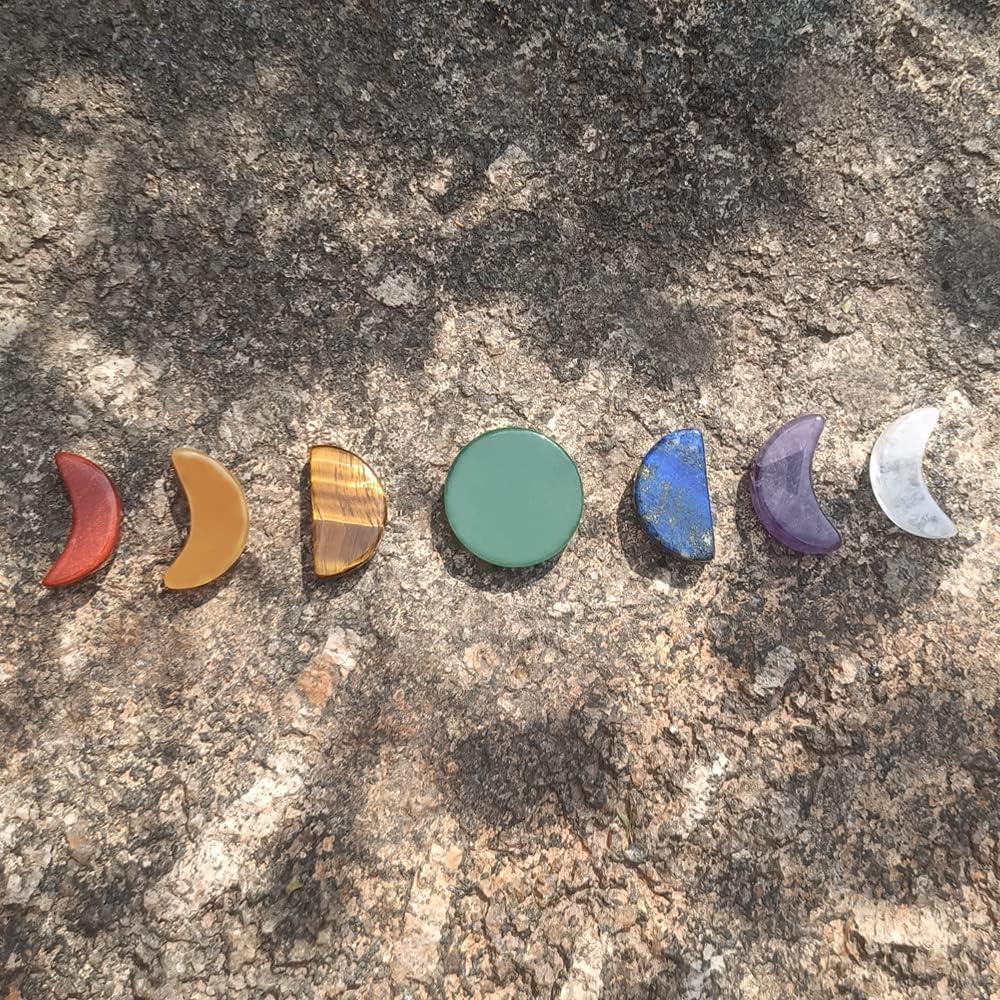 Juego de 7 Piedras de Chakra Fase Lunar - Cuarzo Natural 3 cm