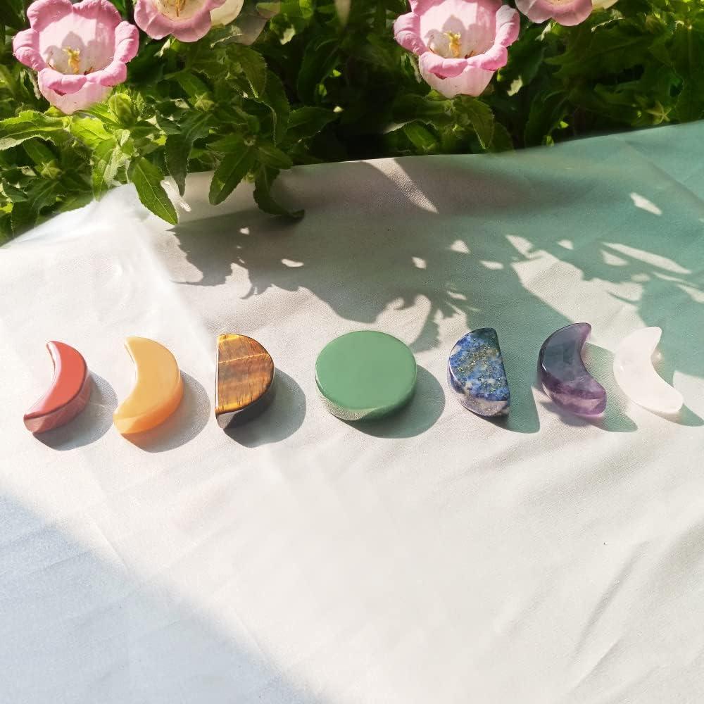 Juego de 7 Piedras de Chakra Fase Lunar - Cuarzo Natural 3 cm