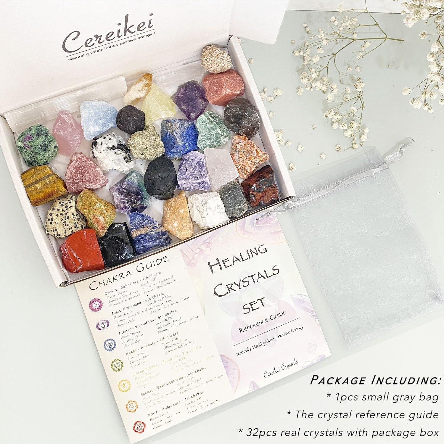 Conjunto de 32 Cristales Naturales Cereikei para Sanación