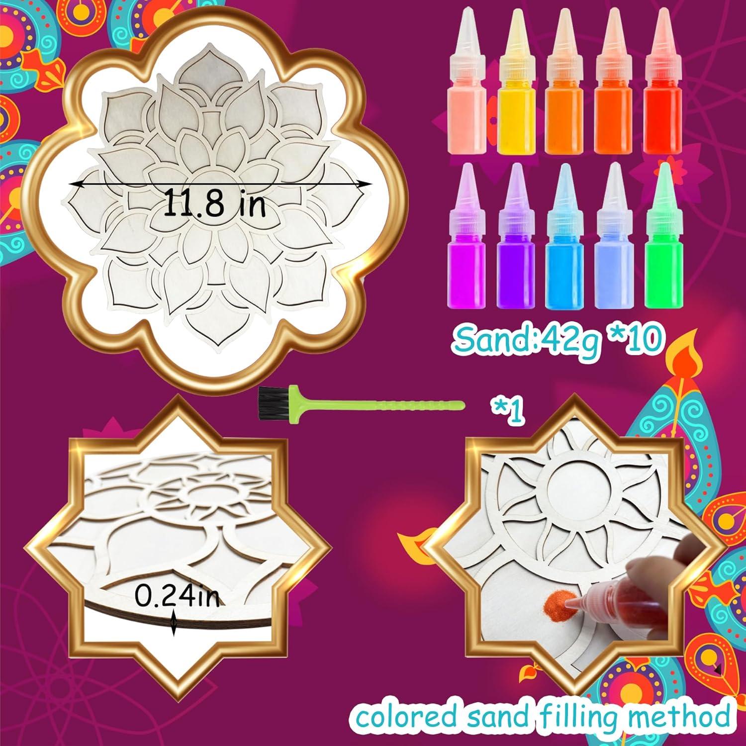 Kit de Arte de Arena Mandala MLOLM 5 Piezas 30cm Diwali