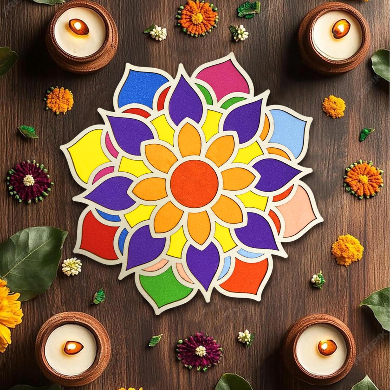 Kit de Arte de Arena Mandala MLOLM 5 Piezas 30cm Diwali