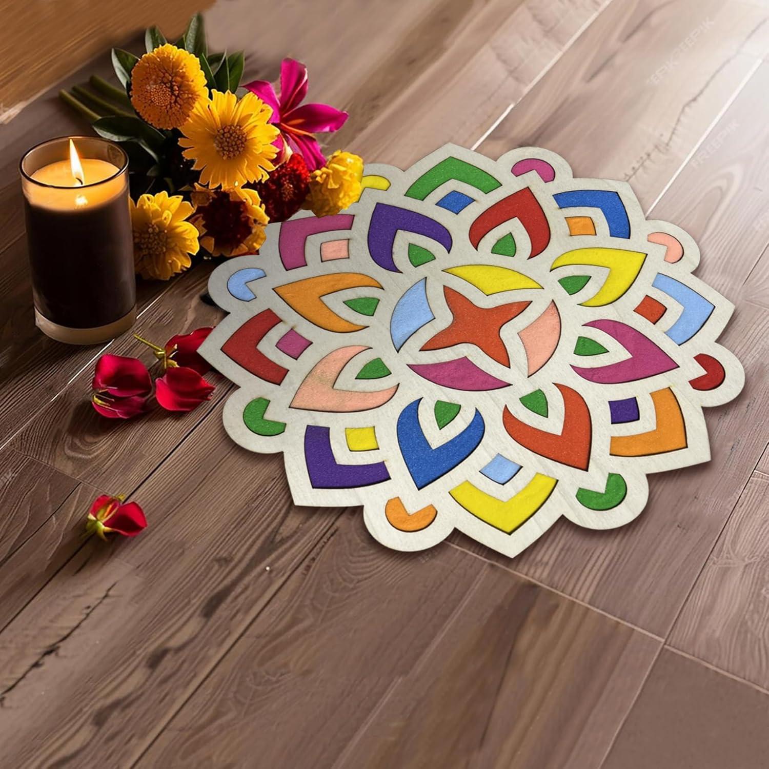 Kit de Arte de Arena Mandala MLOLM 5 Piezas 30cm Diwali