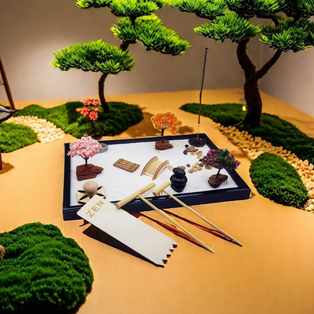 Kit Jardín Zen eSaturn con Bandeja de Arena 30x20 cm y Accesorios