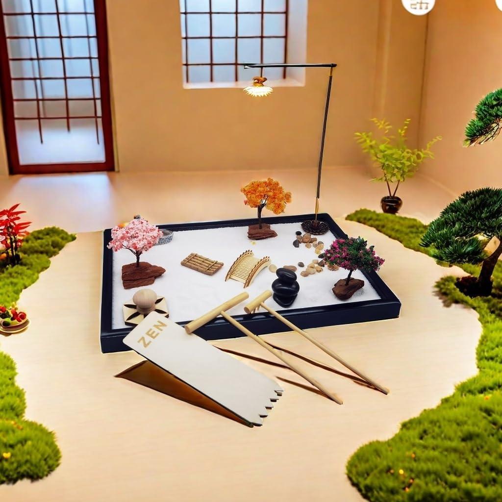 Kit Jardín Zen eSaturn con Bandeja de Arena 30x20 cm y Accesorios