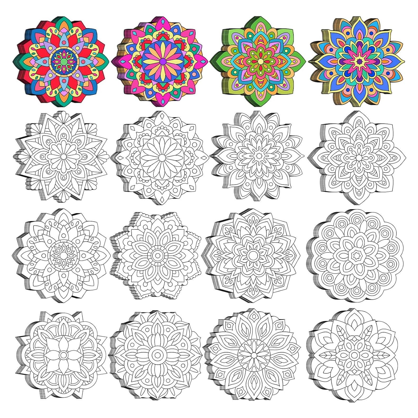 48 Piezas Recortes Mandala Naozinebi 20cm DIY Arte Colorear