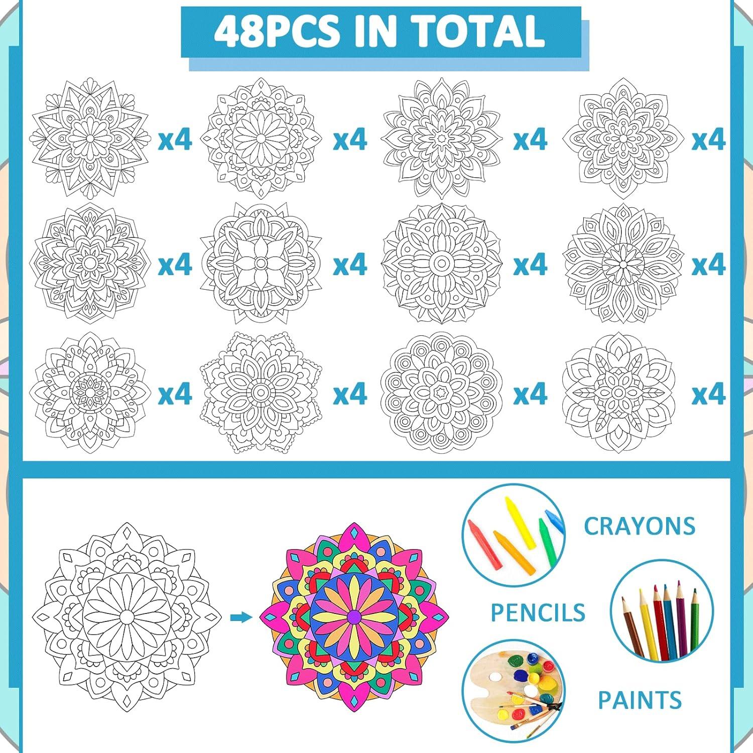 48 Piezas Recortes Mandala Naozinebi 20cm DIY Arte Colorear