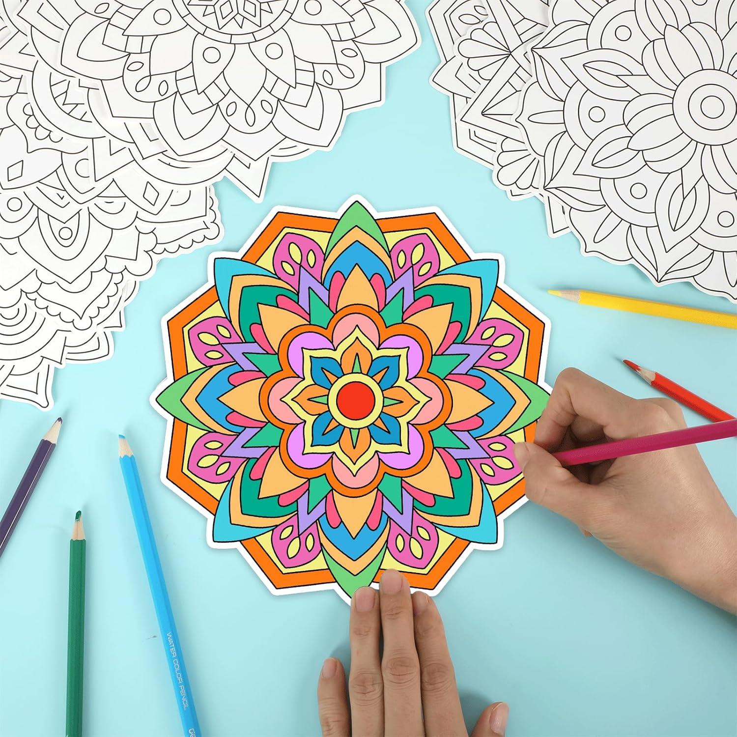 48 Piezas Recortes Mandala Naozinebi 20cm DIY Arte Colorear