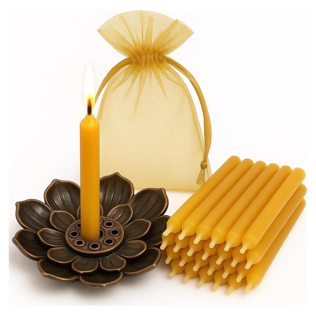 Juego de 20 Velas de Cera de Abeja Kline - Hecho en EE. UU.