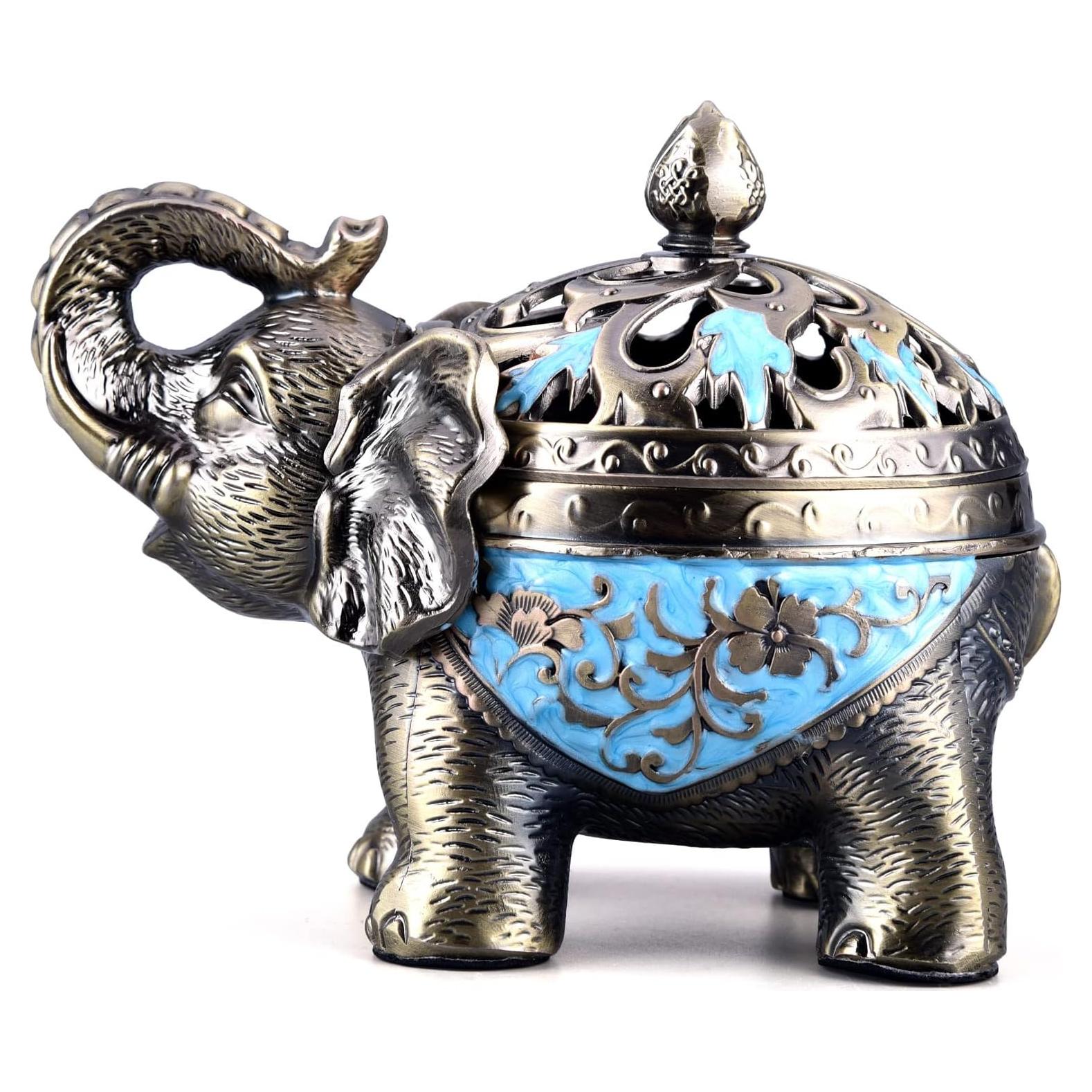 Soporte de Incienso K COOL Elefante Azul Claro 16x10x13cm