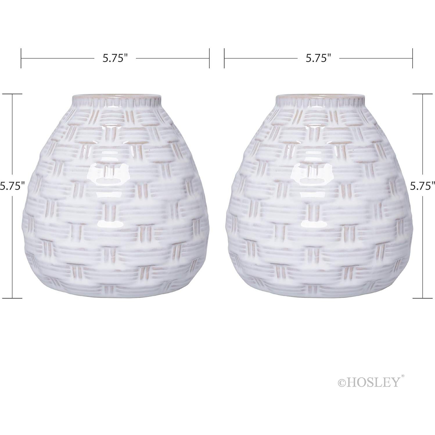 Conjunto de 2 Jarrones de Cerámica Blanca Hosley 14.6 cm