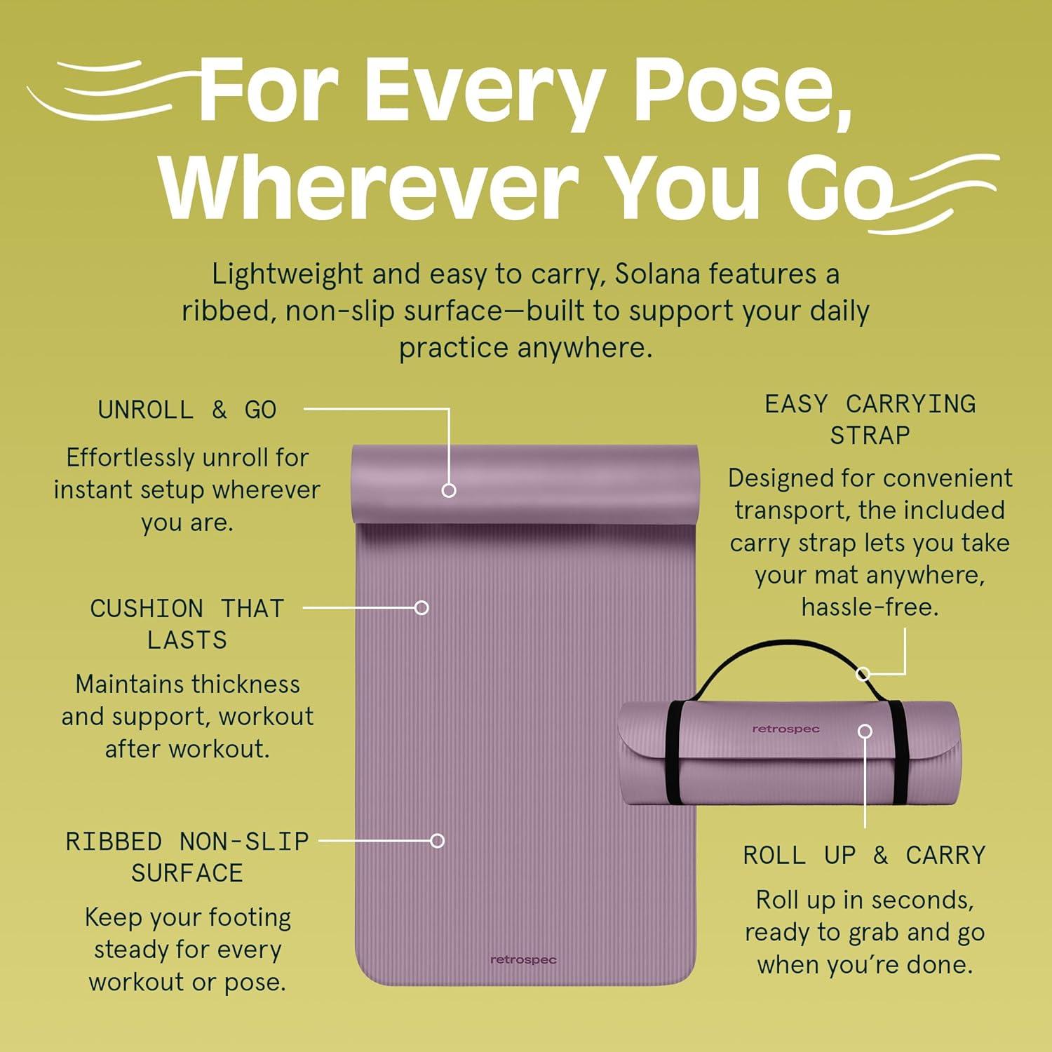 Alfombrilla de Yoga Retrospec Solana 1.27 cm Antideslizante Unisex