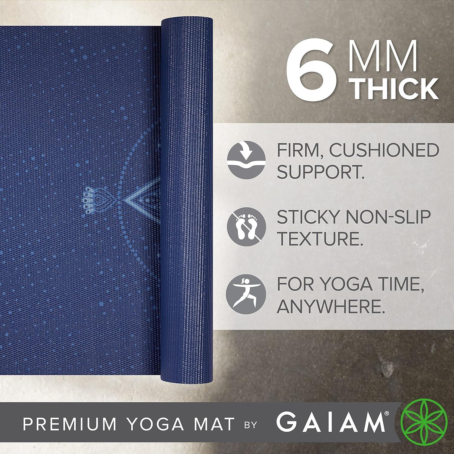 Esterilla de Yoga Gaiam Premium 6mm Antideslizante Azul