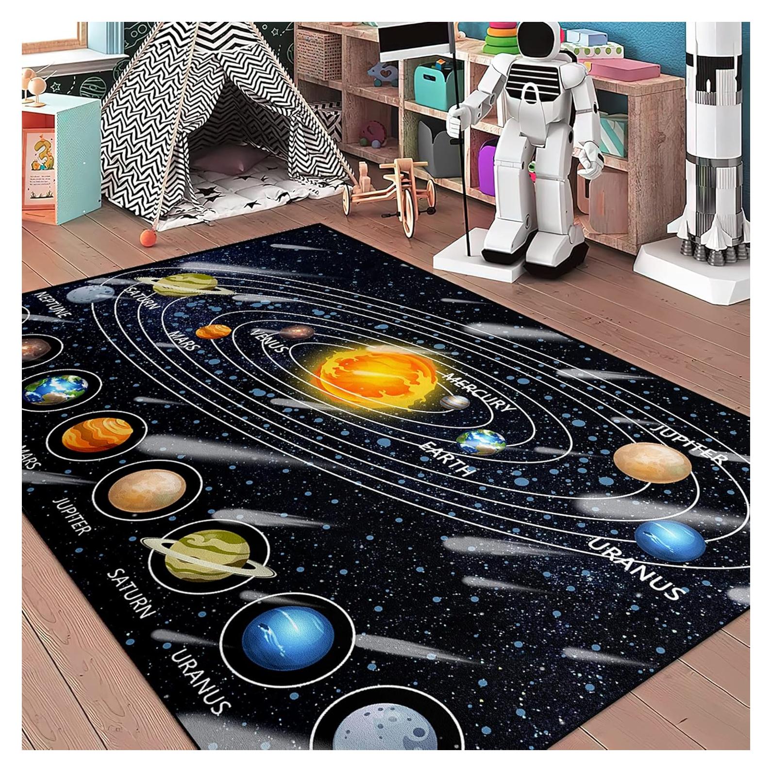 Alfombra Galaxia Jiospet 5x7 Suave Educativa Espacio
