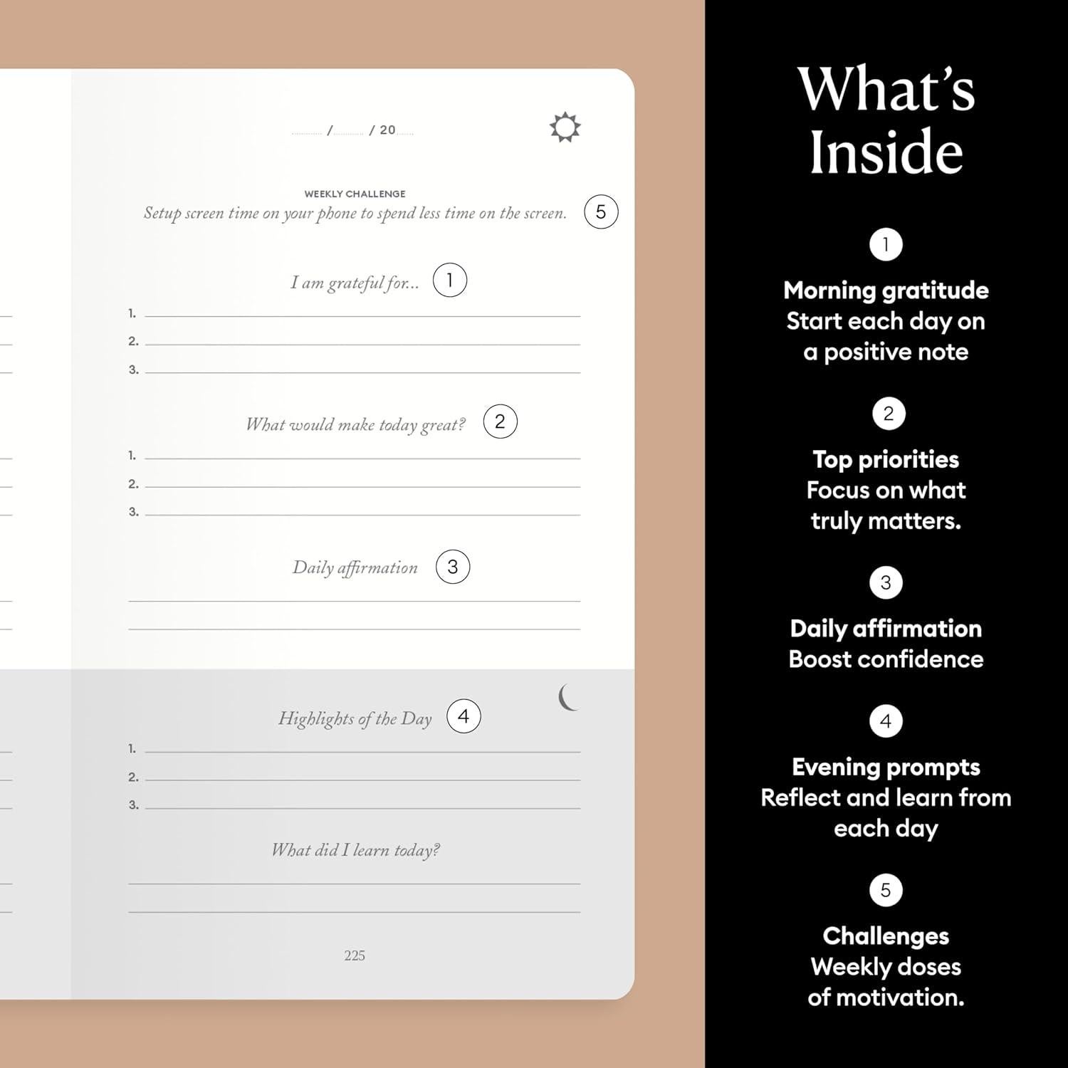 Diario de Gratitud Intelligent Change 6 Meses A5 Lino Original