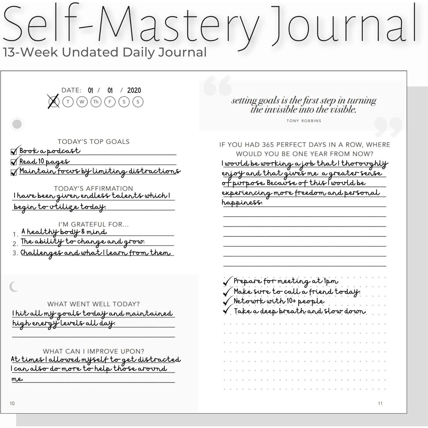 Diario de Autodisciplina Realizations - Productividad y Gratitud