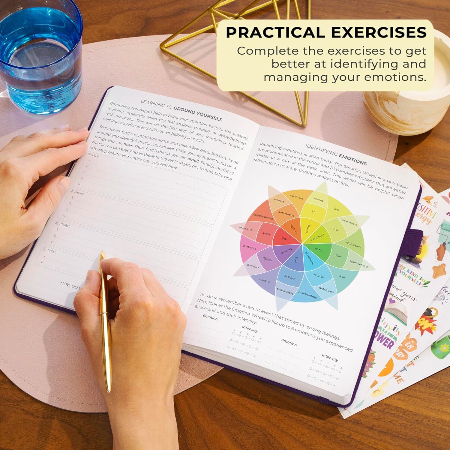 Diario de Salud Mental Clever Fox A5 - Alivio de Ansiedad Púrpura