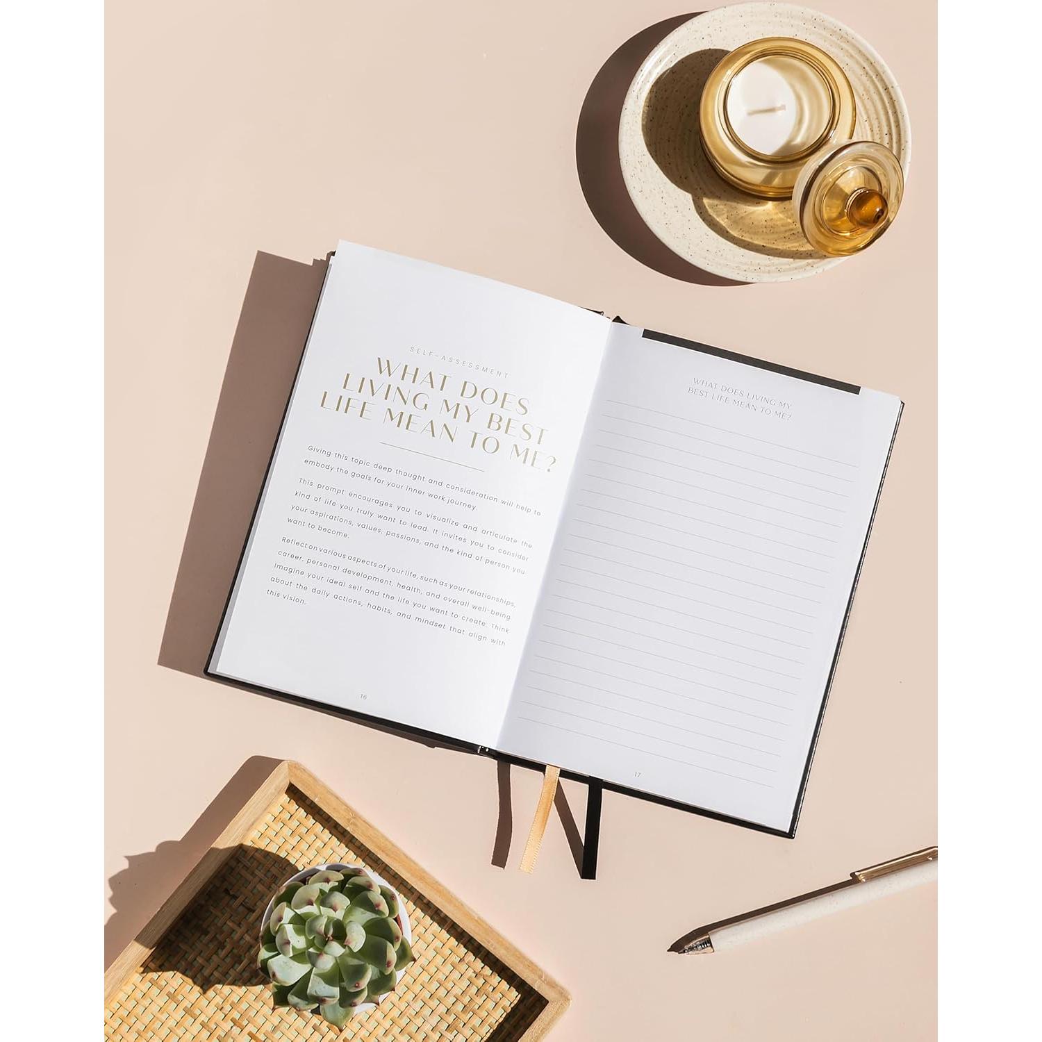 Diario de Salud Mental GLOW QUEST A5 Negro - Prompts Guiados