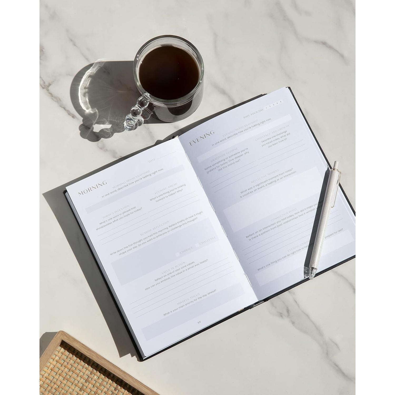 Diario de Salud Mental GLOW QUEST A5 Negro - Prompts Guiados